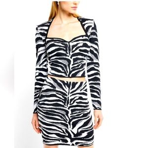 NWT Express XL Zebra Print Mini Sweater Skirt & Sweetheart Neckline Sweater Top